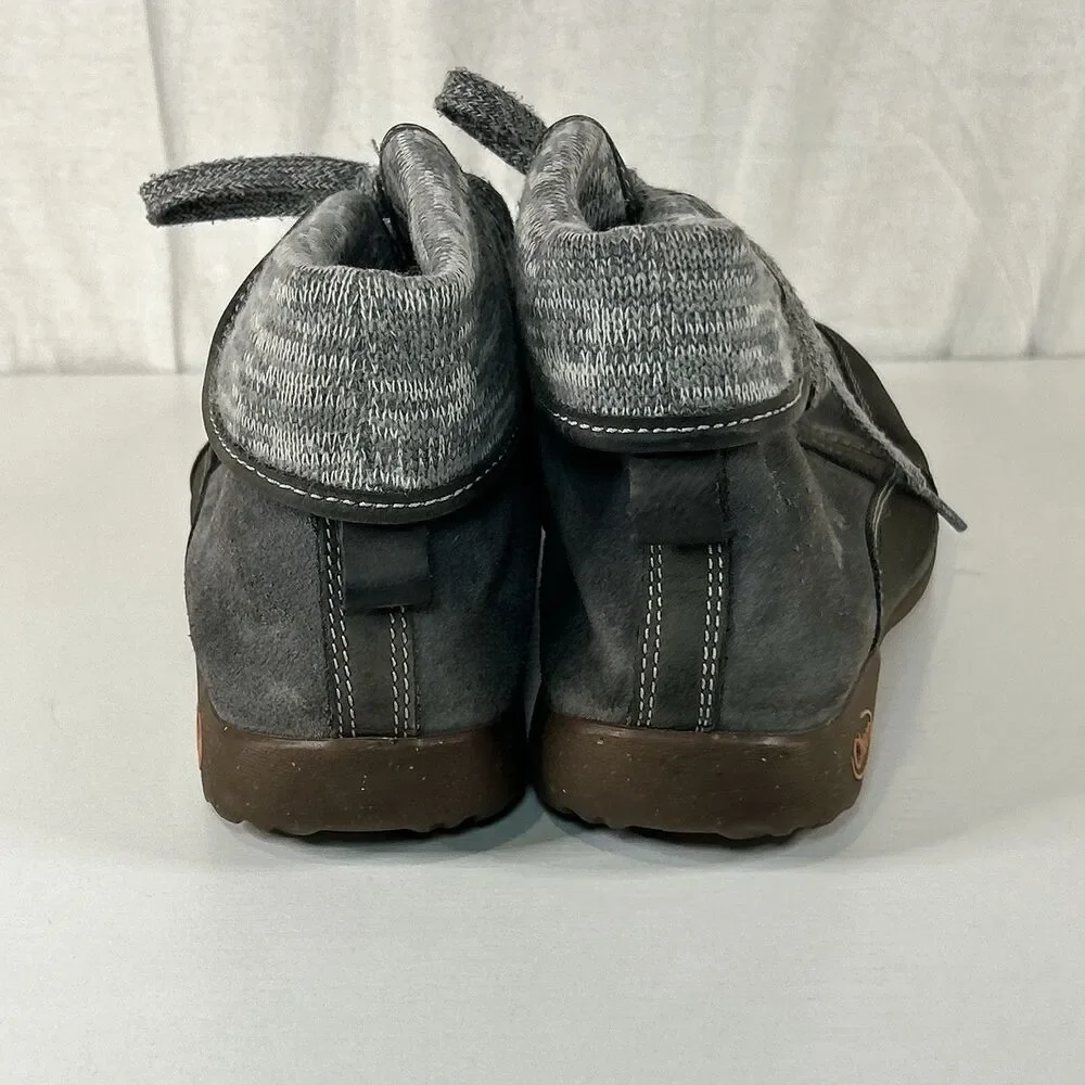 Chaco Barbary Ankle Boot Gray Women Size 11 Fold Over Wool Collar Castlerock